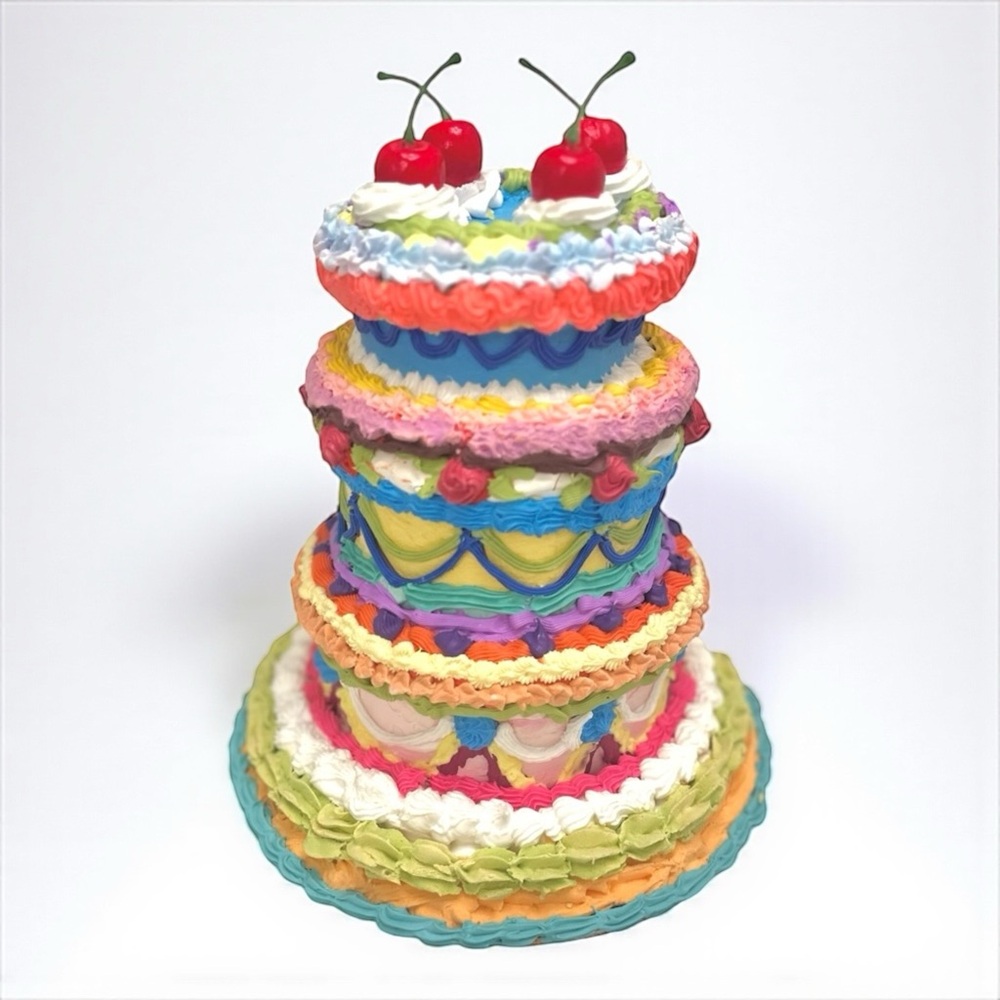 Rainbow Faux Cake Prop 3 Tier Bakery Display Party Photo Decor One of a Kind